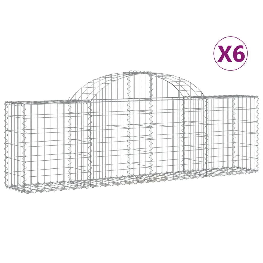 Arched Gabion Baskets 6 pcs 200x30x60/80 cm Galvanised Iron