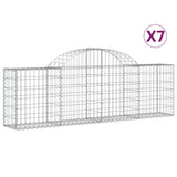 Arched Gabion Baskets 7 pcs 200x30x60/80 cm Galvanised Iron - Front View