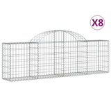 Arched Gabion Baskets 8 pcs 200x30x60/80 cm Galvanised Iron - Front View