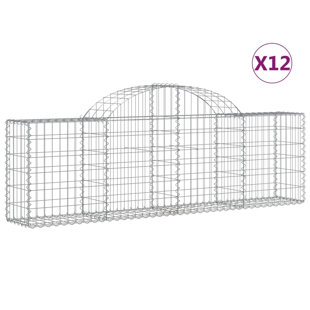 Arched Gabion Baskets 12 pcs 200x30x60/80 cm Galvanised Iron