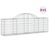 Arched Gabion Baskets 15 pcs 200x30x60/80 cm Galvanised Iron - Front View