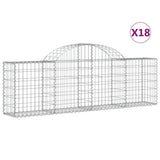 Arched Gabion Baskets 18 pcs 200x30x60/80 cm Galvanised Iron - Front View