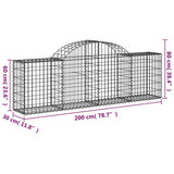 Arched Gabion Baskets 18 pcs 200x30x60/80 cm Galvanised Iron - Rear View