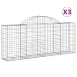 Arched Gabion Baskets 3 pcs 200x30x80/100 cm Galvanised Iron - Front View