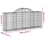 Arched Gabion Baskets 3 pcs 200x30x80/100 cm Galvanised Iron - Rear View