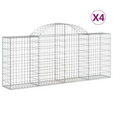 Arched Gabion Baskets 4 pcs 200x30x80/100 cm Galvanised Iron - Front View