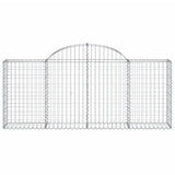 Arched Gabion Baskets 5 pcs 200x30x80/100 cm Galvanised Iron - Top-Down View