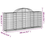 Arched Gabion Baskets 5 pcs 200x30x80/100 cm Galvanised Iron - Rear View