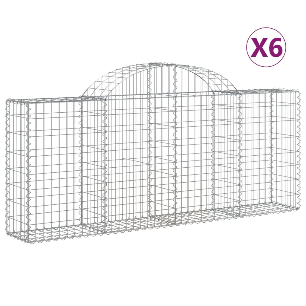Arched Gabion Baskets 6 pcs 200x30x80/100 cm Galvanised Iron