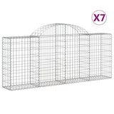 Arched Gabion Baskets 7 pcs 200x30x80/100 cm Galvanised Iron - Front View