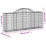 Arched Gabion Baskets 9 pcs 200x30x80/100 cm Galvanised Iron - Rear View