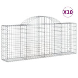Arched Gabion Baskets 10 pcs 200x30x80/100 cm Galvanised Iron - Front View