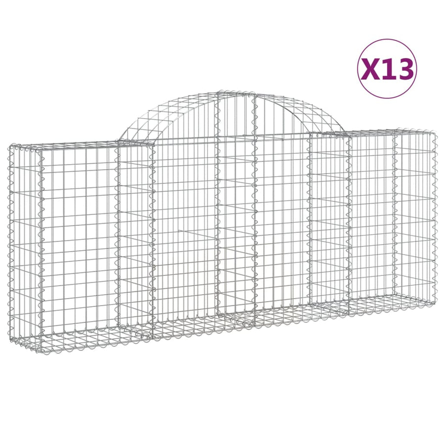 Arched Gabion Baskets 13 pcs 200x30x80/100 cm Galvanised Iron