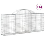 Arched Gabion Baskets 14 pcs 200x30x80/100 cm Galvanised Iron - Front View