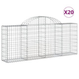 Arched Gabion Baskets 20 pcs 200x30x80/100 cm Galvanised Iron - Front View