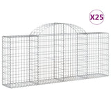 Arched Gabion Baskets 25 pcs 200x30x80/100 cm Galvanised Iron - Front View