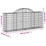 Arched Gabion Baskets 25 pcs 200x30x80/100 cm Galvanised Iron - Rear View