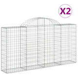 Arched Gabion Baskets 2 pcs 200x30x100/120 cm Galvanised Iron - Front View