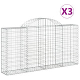 Arched Gabion Baskets 3 pcs 200x30x100/120 cm Galvanised Iron - Front View