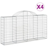 Arched Gabion Baskets 4 pcs 200x30x100/120 cm Galvanised Iron - Front View