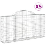 Arched Gabion Baskets 5 pcs 200x30x100/120 cm Galvanised Iron - Front View