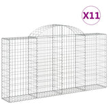 Arched Gabion Baskets 11 pcs 200x30x100/120 cm Galvanised Iron - Front View