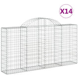 Arched Gabion Baskets 14 pcs 200x30x100/120 cm Galvanised Iron - Front View