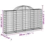 Arched Gabion Baskets 30 pcs 200x30x100/120 cm Galvanised Iron