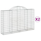 Arched Gabion Baskets 2 pcs 200x30x120/140 cm Galvanised Iron - Front View