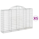 Arched Gabion Baskets 5 pcs 200x30x120/140 cm Galvanised Iron - Front View