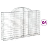 Arched Gabion Baskets 6 pcs 200x30x120/140 cm Galvanised Iron - Front View