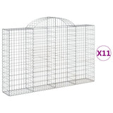 Arched Gabion Baskets 11 pcs 200x30x120/140 cm Galvanised Iron - Front View
