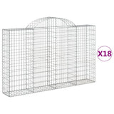 Arched Gabion Baskets 18 pcs 200x30x120/140 cm Galvanised Iron - Front View