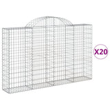 Arched Gabion Baskets 20 pcs 200x30x120/140 cm Galvanised Iron - Front View