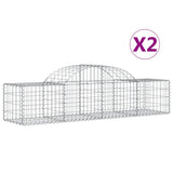 Arched Gabion Baskets 2 pcs 200x50x40/60 cm Galvanised Iron - Front View