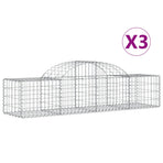 Arched Gabion Baskets 3 pcs 200x50x40/60 cm Galvanised Iron