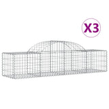 Arched Gabion Baskets 3 pcs 200x50x40/60 cm Galvanised Iron - Front View