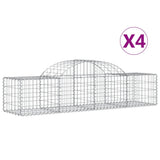 Arched Gabion Baskets 4 pcs 200x50x40/60 cm Galvanised Iron - Front View