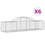 Arched Gabion Baskets 6 pcs 200x50x40/60 cm Galvanised Iron - Front View