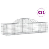 Arched Gabion Baskets 11 pcs 200x50x40/60 cm Galvanised Iron - Front View