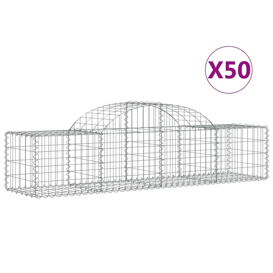 Arched Gabion Baskets 50 pcs 200x50x40/60 cm Galvanised Iron