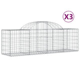 Arched Gabion Baskets 3 pcs 200x50x60/80 cm Galvanised Iron - Front View