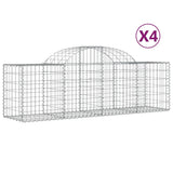 Arched Gabion Baskets 4 pcs 200x50x60/80 cm Galvanised Iron - Front View