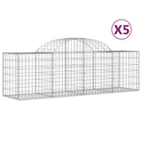 Arched Gabion Baskets 5 pcs 200x50x60/80 cm Galvanised Iron - Front View