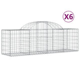 Arched Gabion Baskets 6 pcs 200x50x60/80 cm Galvanised Iron - Front View