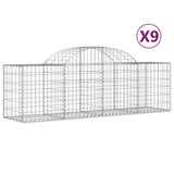Arched Gabion Baskets 9 pcs 200x50x60/80 cm Galvanised Iron - Front View