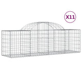 Arched Gabion Baskets 11 pcs 200x50x60/80 cm Galvanised Iron - Front View