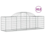 Arched Gabion Baskets 12 pcs 200x50x60/80 cm Galvanised Iron - Front View
