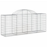 Arched Gabion Baskets 3 pcs 200x50x80/100 cm Galvanised Iron - Side View