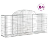 Arched Gabion Baskets 4 pcs 200x50x80/100 cm Galvanised Iron - Front View